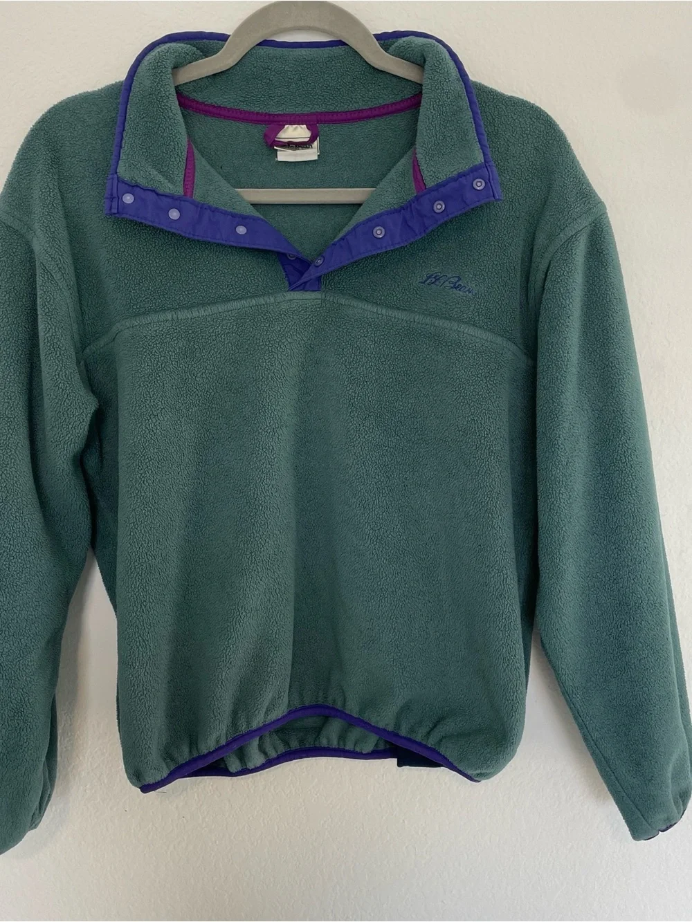 Vintage L.L. Bean Kids Fleece Pullover with Purple Trim